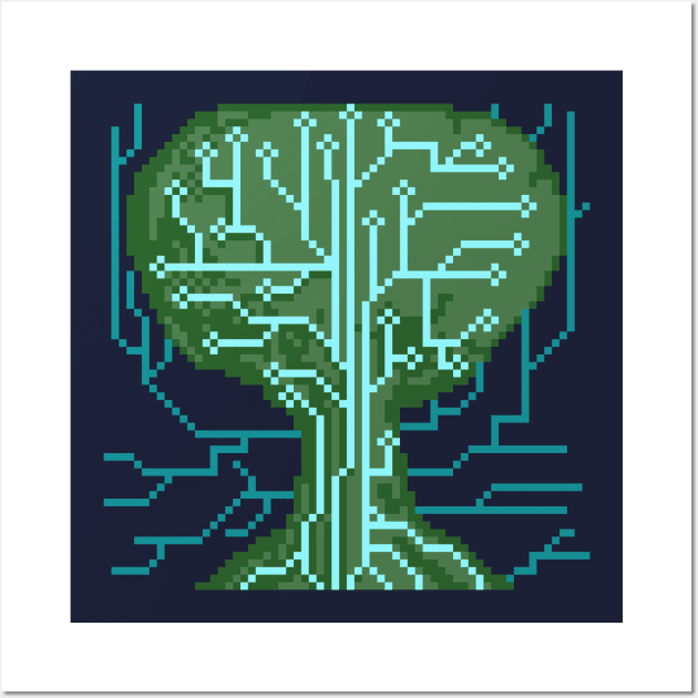 Pixel Art Circuit Tree Wall Art by PixelCarvel